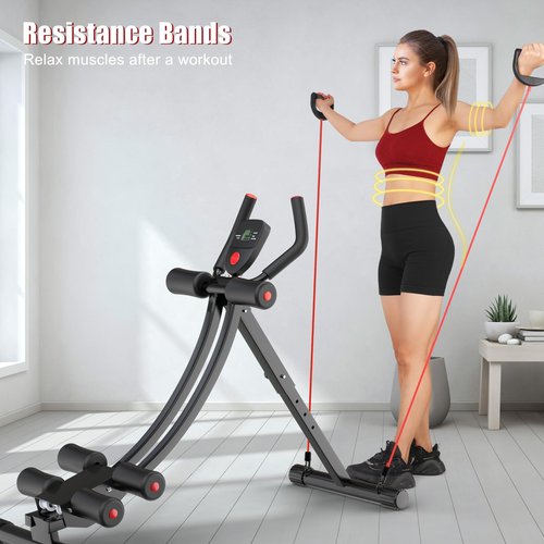 PINJAT Ab Workout Equipment, Ab Machine for Women, Adjustable Core Abdominal Exercise Fitness Equipment, Foldable Waist Trainer Ab Crunch Home Gym Systems for Beginners