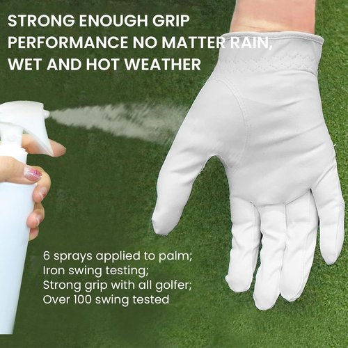FINGER TEN Womens Ladies Golf Rain Gloves Pair Both Hand or 2 Pack Left Right Hand, Wet Hot Cool Grip, Fit Small Medium Large XL (White, Medium, Ambidextrous)