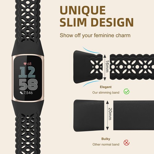 Maledan Compatible with Fitbit Charge 5 Bands for Women/Fitbit Charge 6 Bands, Stylish Lace Floral Pattern Soft Breathable Sport Bands Waterproof Replacement Wristband for Fitbit Charge 6/ Charge 5