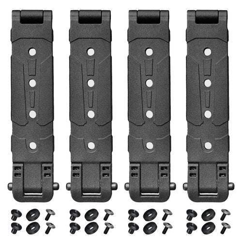 JR 3" Molle Clips 4-Pack, Molle Attachment Clips with Mounting Hardware for Vests, Backpacks, Pouches, Holsters, Locking Belt Clips Black, 3'' Clip Adapter (Pair with Mounting Hardware)