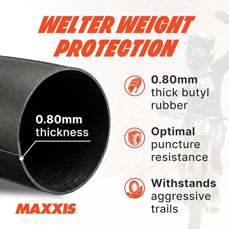 Maxxis Welter Weight 26'' Inner Tube, 48mm Schrader, 1.50–2.50", Black, 2 Pack