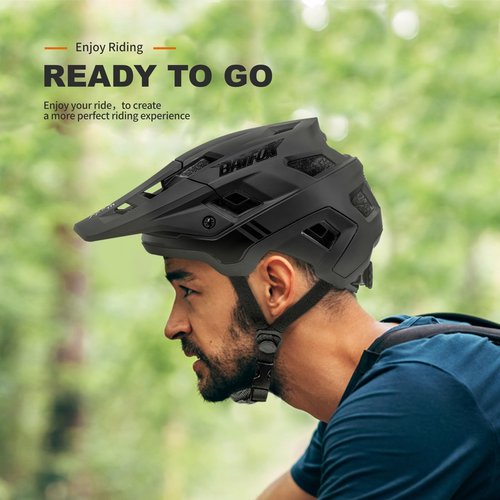 BATFOX Bike Helmet,Mountain Bike Helmet Helmets for Men Women Adults Youth (Black, L(58-61CM))