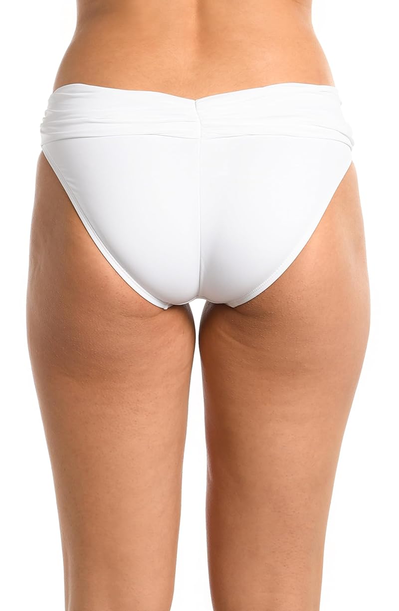 Island Goddess Shirred Band Hipster Bikini Bottom - White