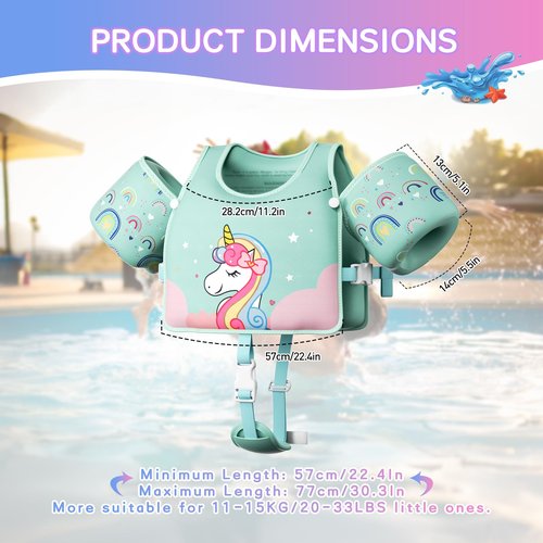 Toddler Swim Vest, Toddler Floaties Fit 20-66LBS, Swim Vest for Toddlers Learning to Swim, Puddle Kids Jumper with Adjustable Strap, Swim Jacket Arm Floaties for Baby Boys Girls 1-7 Years Old