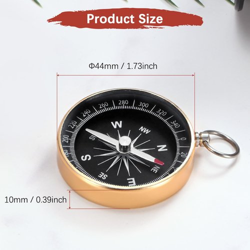 TIXIPEM Pocket Compass [2PCS] - Survival Sports Navigation Compass with Key Ring for Hiking & Camping - [Yellow] Outdoor Activities Accessory