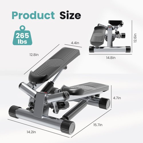 OLIXIS Stepper for Exercise, Stair Step Workout Machine with Resistance Bands, Mini Stair Stepper at Home Workout Equipment with 265 LB Load Capacity,Fitness Stepper with LCD Monitor