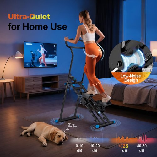 FitNexus Foldable Stair Stepper Machine for Home Gym - 350LB Capacity Cardio Climber with LCD Monitor, Non-Slip Pedals & Handbar - Compact Vertical Stepping Exercise Equipment for Legs & Glutes