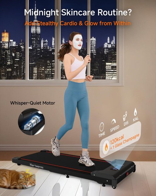 Hartwares Walking Pad Under Desk Treadmill for Home 2 in 1 Portable Treadmill with Remote Control, 2.5HP Brushless Motorized Running Jogging Machine, Compact Design 265 Lbs Capacity