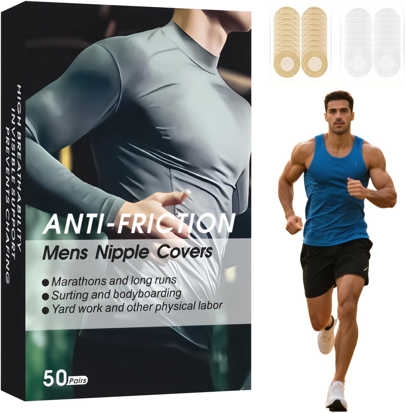 100 PCS Men's Nipple Cover, The Original Sports Nipple Cover -Nipple Chafing Prevention