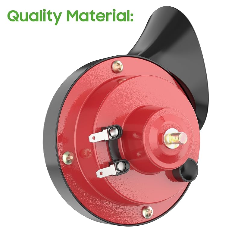 10L0L 12V Horn Kit with Hand Steering Button – Universal Fit for Golf Carts, ATVs, UTVs (Red & Black)