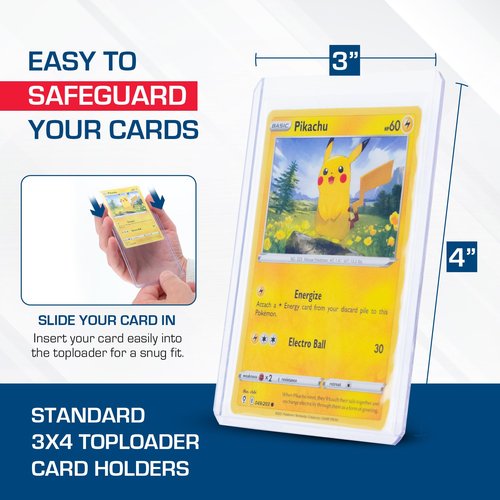 BCW 3x4 Standard Topload Card Holders | 100 Pack | Rigid Toploaders for Cards | Standard Trading Card Toploaders for Baseball, Pokémon, MTG, Sports Cards | Holds Up to 20 pt