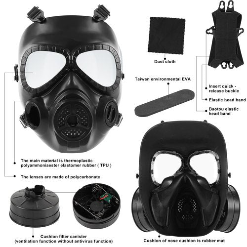 Airsoft Mask, M04 Airsoft Protective Gas Mask, Full Face Eye Protection Skull Mask with Adjustable Strap for Tactical BB Outdoor Sport Game CS Shooting Movie, Cosplay Costume, Halloween Masquerade