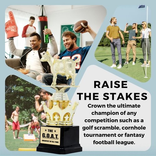 Goat Trophy - G.O.A.T. - Greatest of All Time Funny Trophy Award with Option for Custom Plate - Appreciation Gift for Boss, Coworker, Friend - League Champion Award Winner (Custom Text)