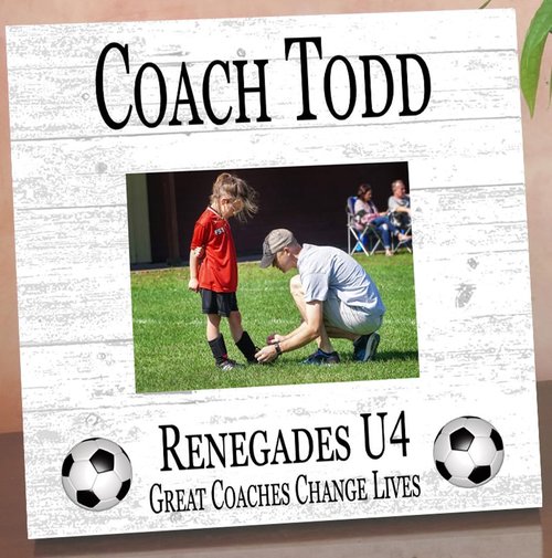 Broad Bay Soccer Coach Gift Plaque with Photo - UPLOAD Team Picture - Frame Alternative Personalized Appreciation Award For End Of Season Coaches Present 10in x 10in (Soccer)