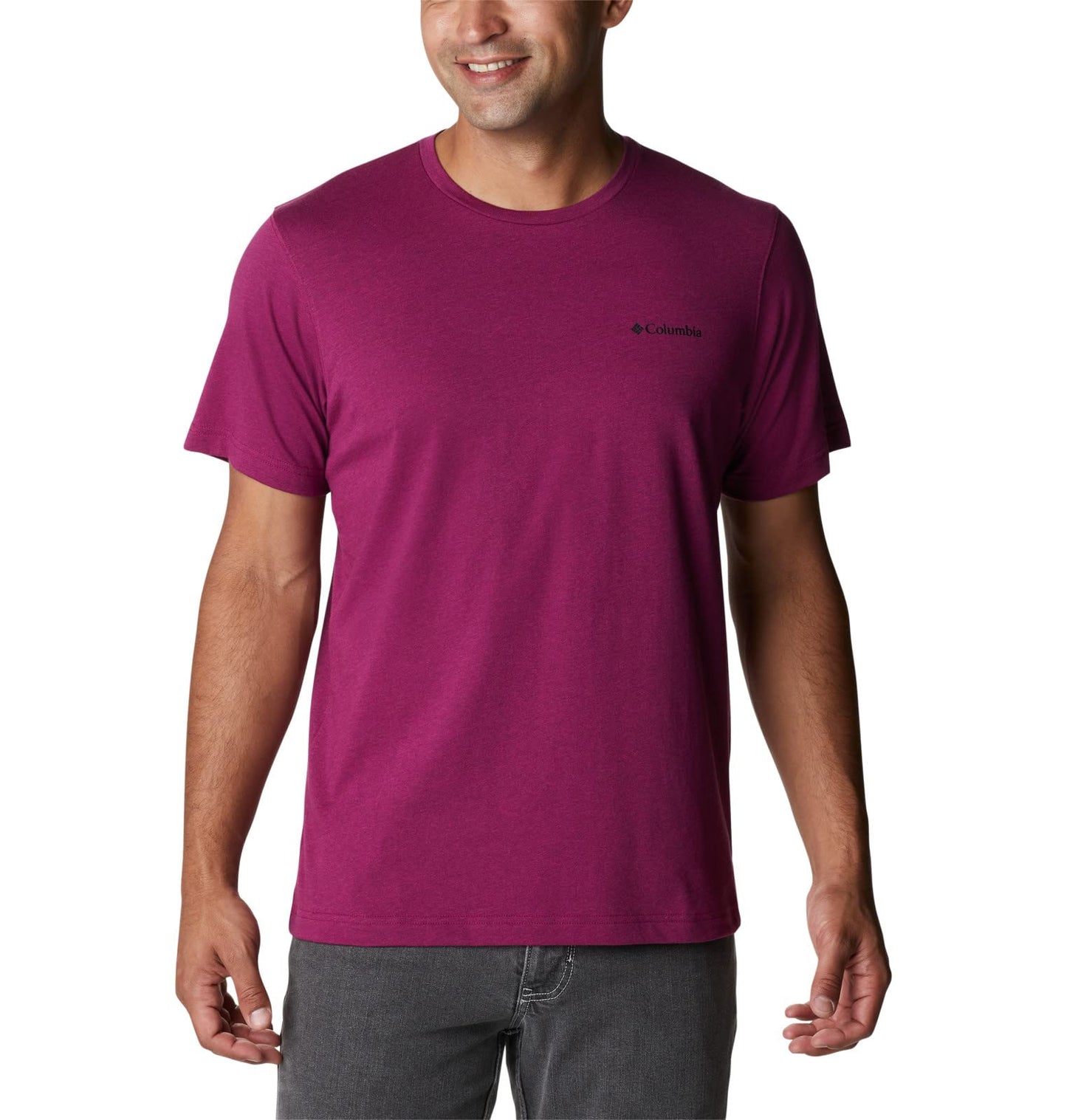 Columbia Men's Thistletown Hills Short Sleeve, Red Onion Heather, 6X Big
