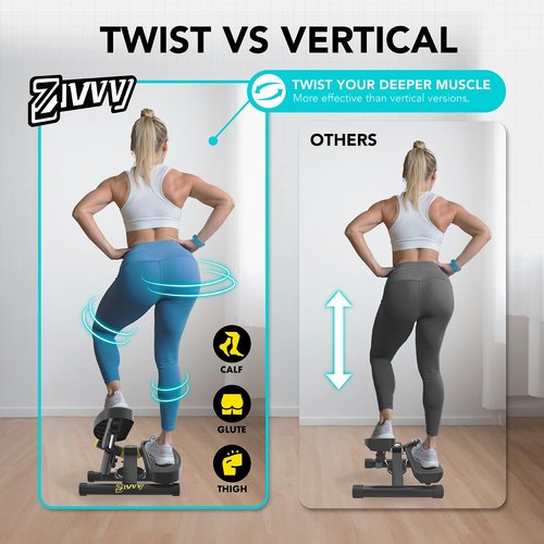 ZIWWVY- Mini Twist Stepper, Stepper Machine with 330LBS Weight Capacity, Mini Stepper for Full Body Workout, Adjustable Step Height, Smooth and Quiet, Step Machine for Men Women…