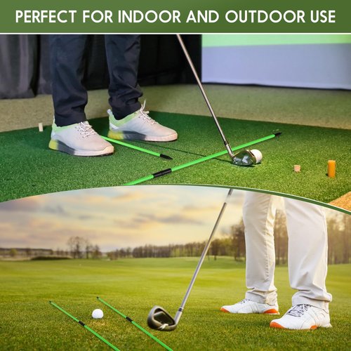 Kojcijs 2 Pack Golf Alignment Sticks and 48” Foldable Training Rods, Lightweight Fiberglass Training Aid for Stance Alignment, Swing & Posture Correction, Portable with Storage Tube