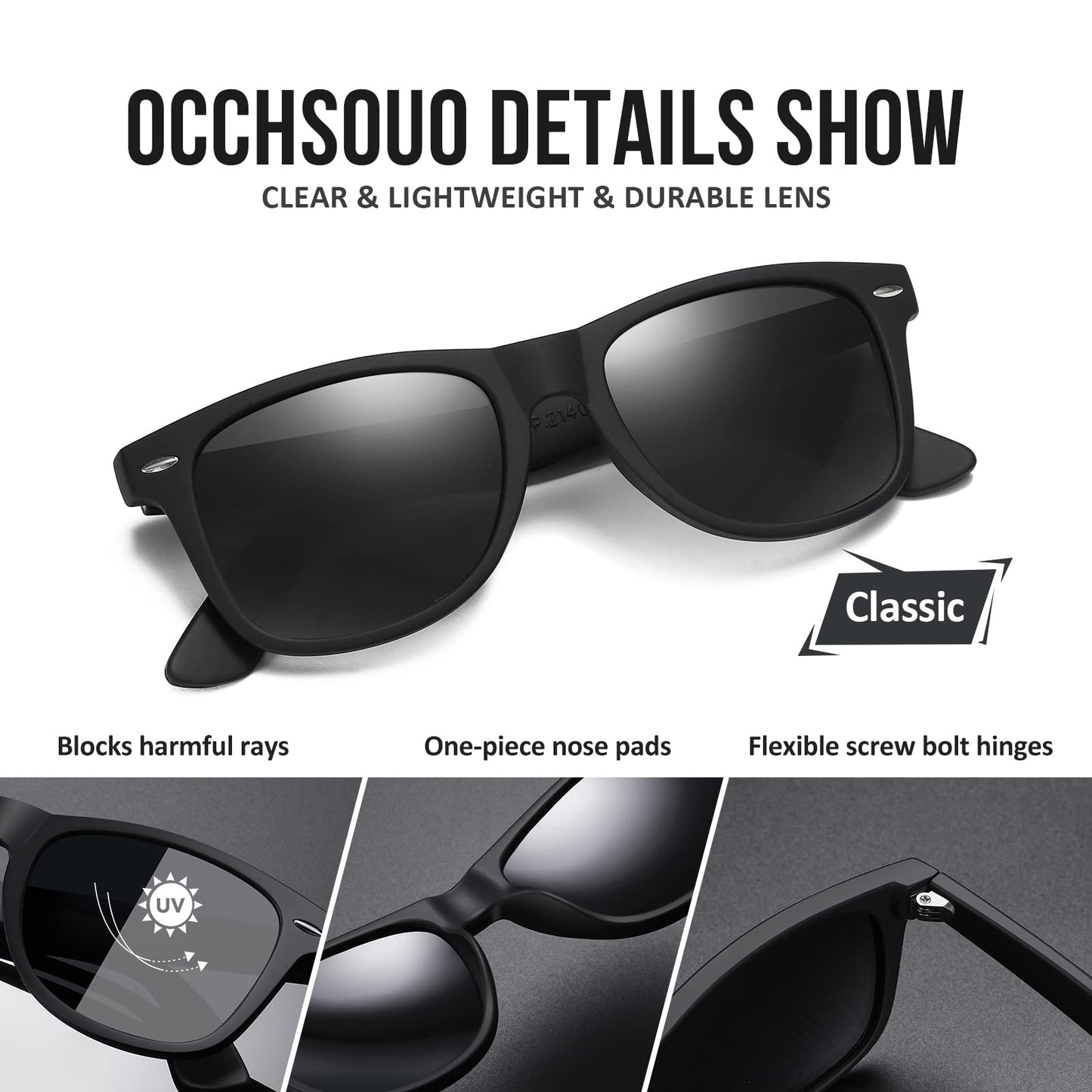 Occhsouo Polarized Sunglasses Womens Men - Sun glasses Fashion Trendy Driving Fishing UV Blocking UV400 Protection