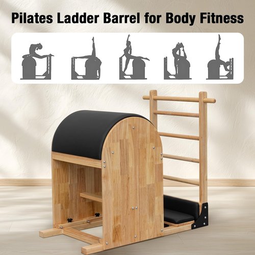 Pilates Ladder Barrel, Pilates Exercise Equipment for Building Strength and Flexibility, Wooden Spine Corrector Pilates Machine, Strength-Training Tool, Pilates Arc for Home Pilates Gym or Studio Use