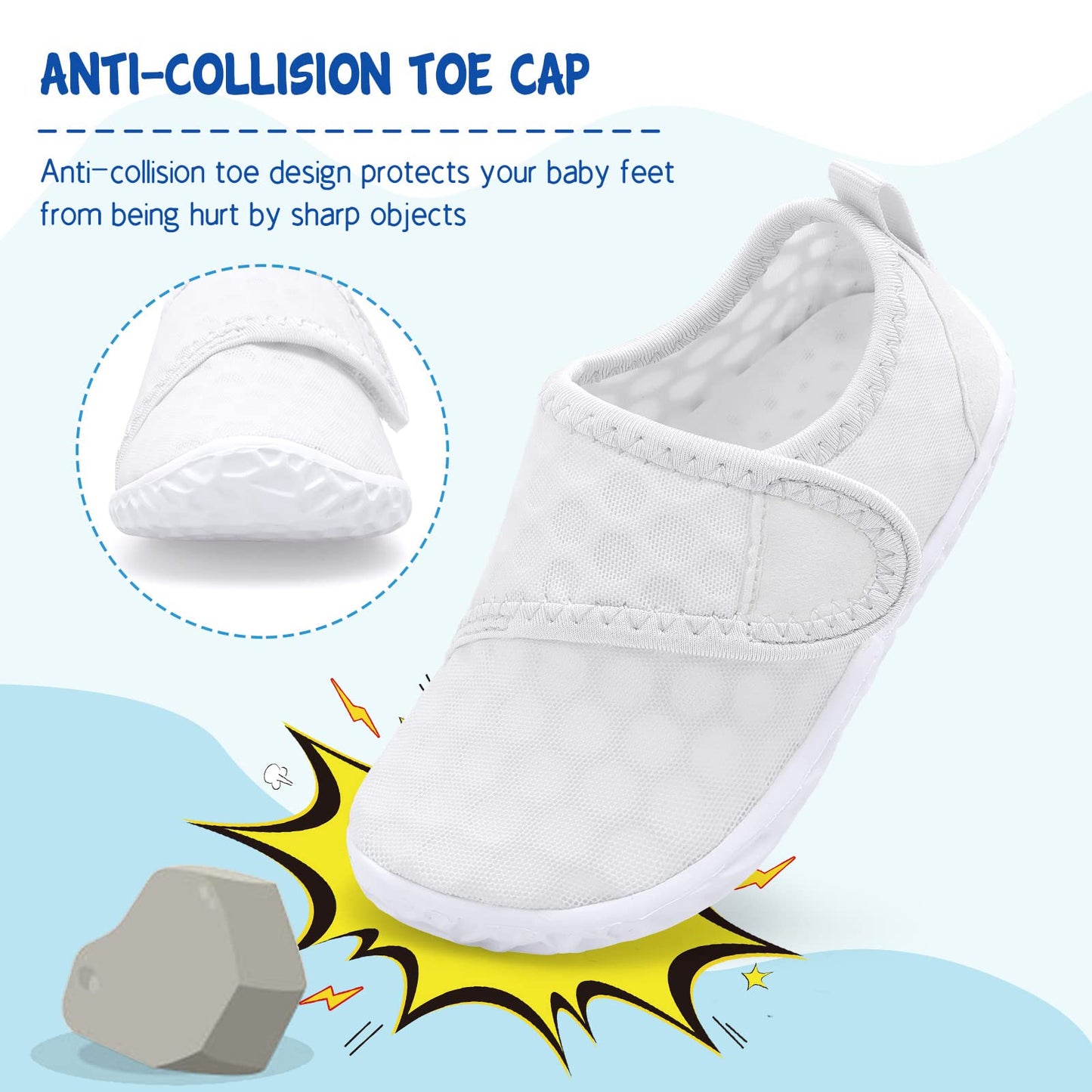 LeIsfIt Kids Water Shoes Toddler Girls Boys Swim Shoes Outdoor Quick-Dry Breathable Aqua Socks for Beach Pool Surf, White, 1 Big Kid