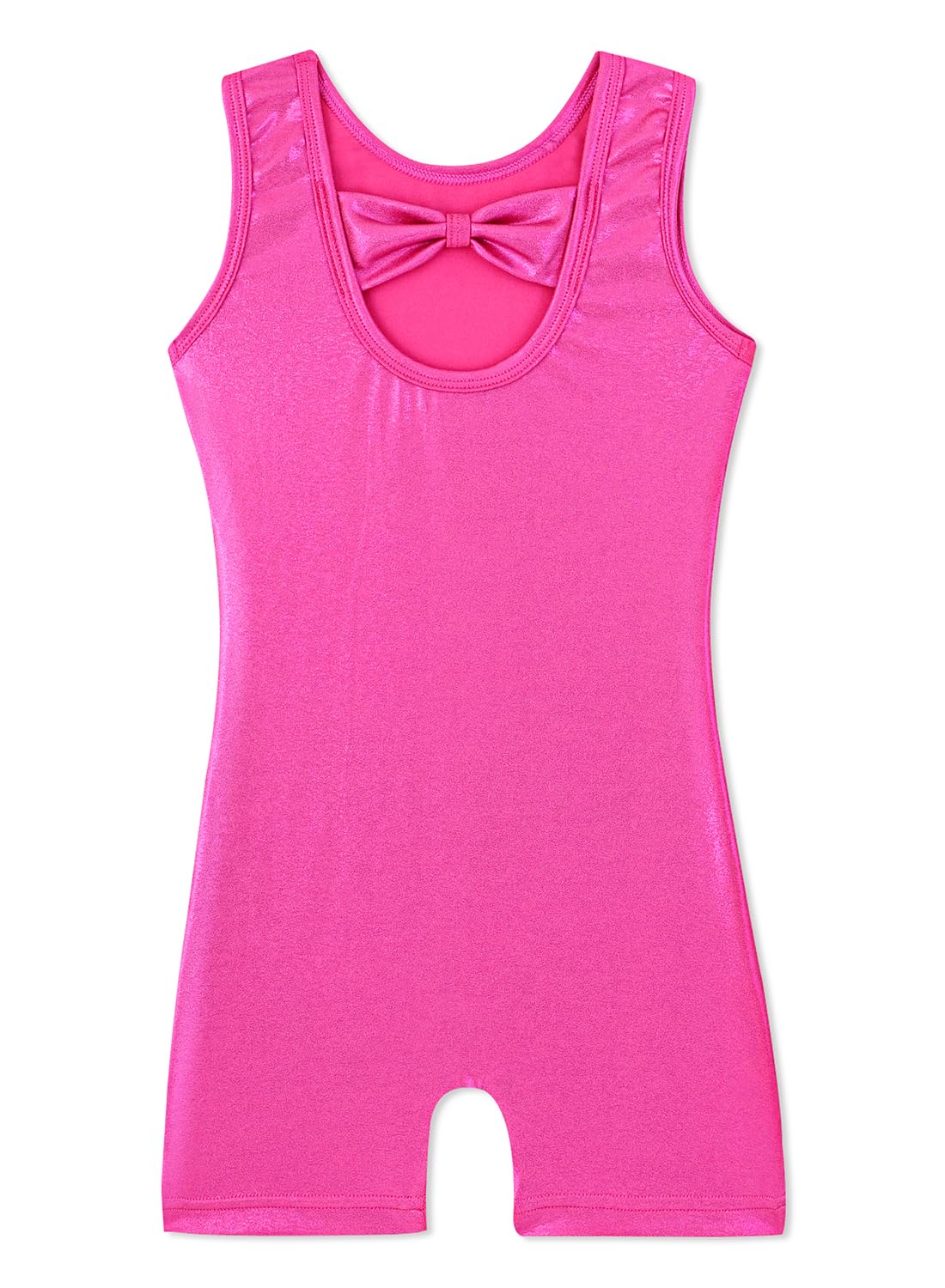 HOZIY Girls Gymnastics Leotards for Girls Solid Rose Hot Pink Bow Cross Back Biketard Tumbling Outfits Toddler Girl Kids Sparkly Sparkle 1t 2t