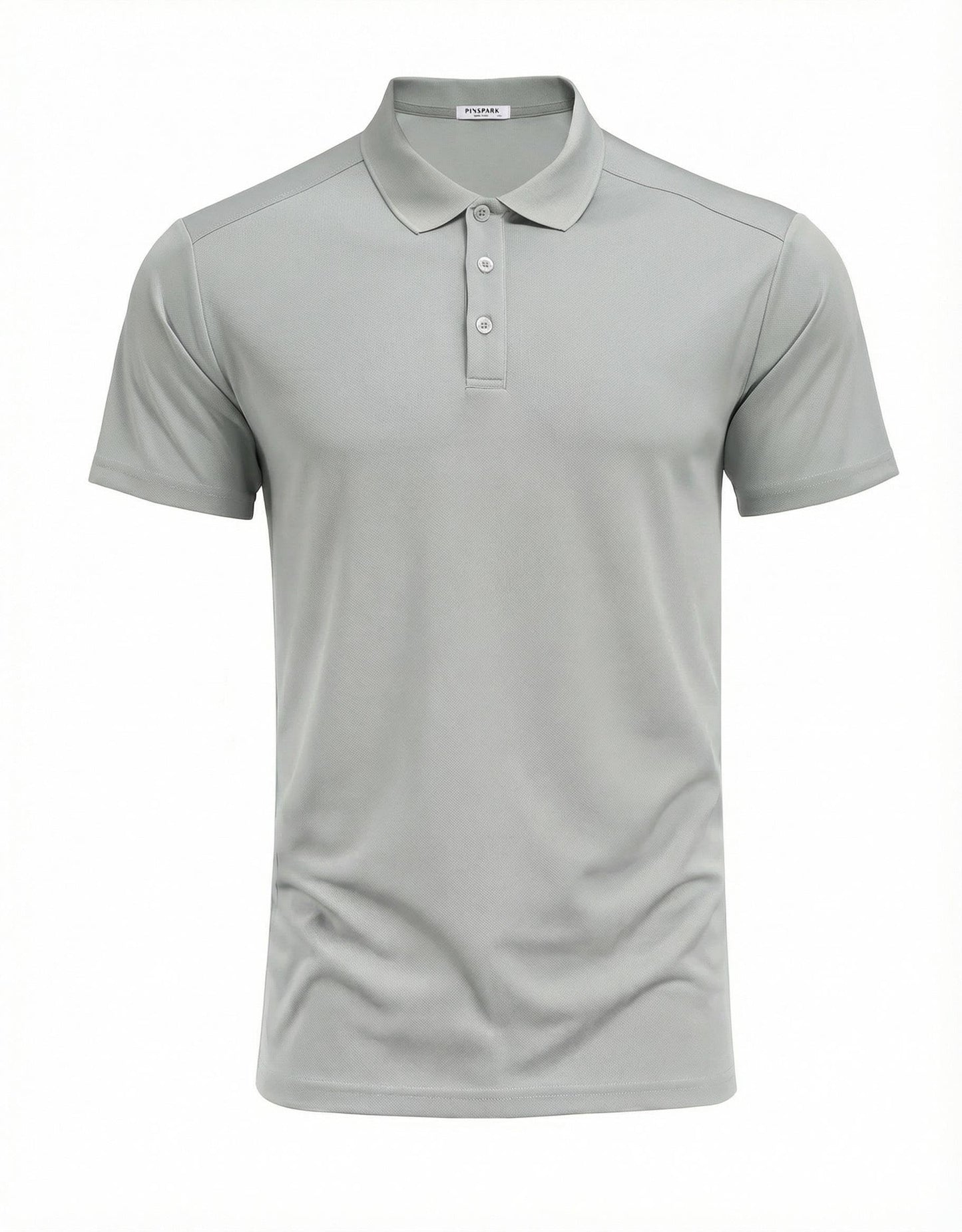 PINSPARK Men's Golf Polo Shirts Moisture Wicking Quick Dry Performance Short Sleeve Collared Shirt Slim Fit Athletic Polos Light Gray