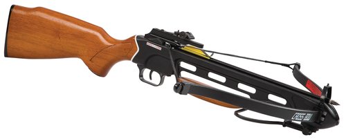 Avalanche® Trail Blazer Crossbow | 150-lb Draw Weight | Aluminum Frame | Wooden Rifle-Style Stock | Adjustable Aiming Sights | Mounting Rail | Tough Fiberglass Limb | Includes Two Bolts