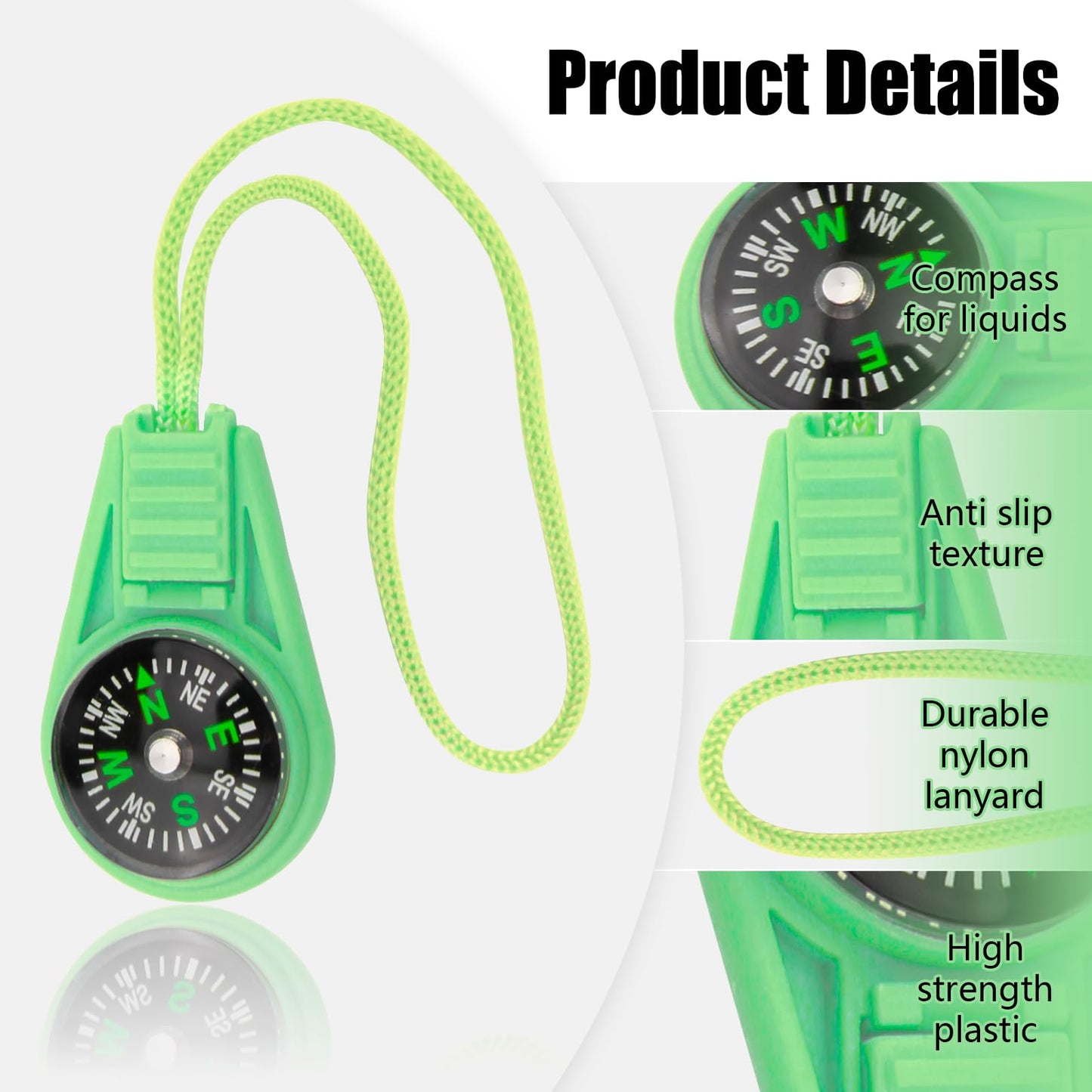 YENOVO 50 Pcs Mini Bulk Compass with Nylon Lanyard, 1 Inch Portable Direction Finder for Hiking, Camping, Travel, Emergency Kits, Backpack or Keychain Outdoor Accessories