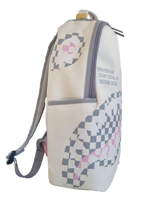 SPRAYGROUND Limited Edition 910B7420NSZ Cream Check Shark Central Savage Backpack, cream, M