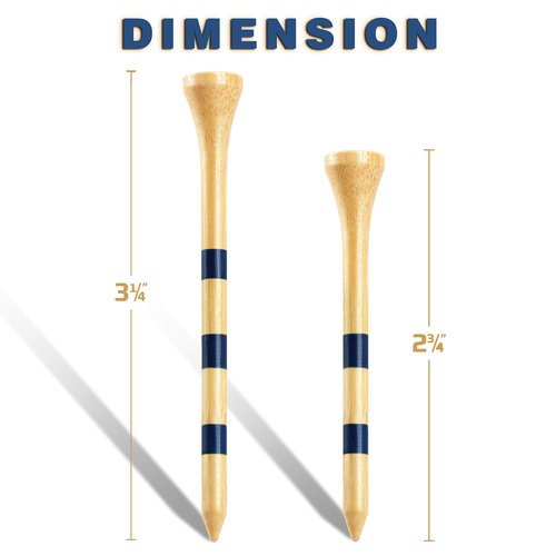 CHAMPKEY Premium Bamboo Golf Tees Pack of 120 (2-3/4" & 3-1/4") | Friendly Biodegradable Material, More Sturdy and Stable