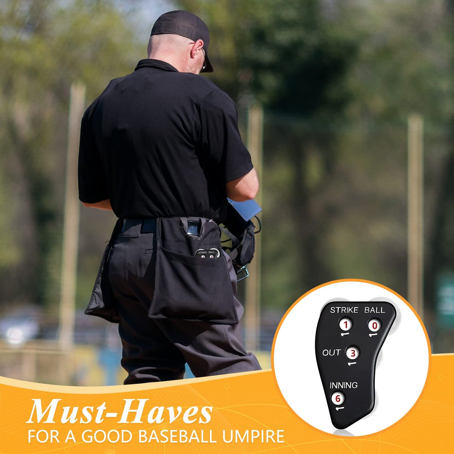 Deekin 4 Pieces 4 Wheel Baseball Umpire Clicker Black Indicator Gear Practical Baseball Counter Clicker for Scorekeeper Recording Outs Innings Balls Softball Referee Equipment (Black White)