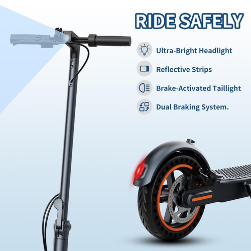 Electric Scooter - 350W Motor, Up to 19-21MPH / 18-21 Miles Range, 8.5" Flat-Free Tires, 264LB Load, Folding Commuter Escooter with Cruise Control, UL-2272 Certified, App Control