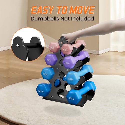 Home Gym Dumbbell Rack (Dumbbells Not Included): A-Frame Design with Soft Rubber Protection, Ergonomic Handle & Coral-Inspired Style – Compact Weight Storage Solution, 4 Tier