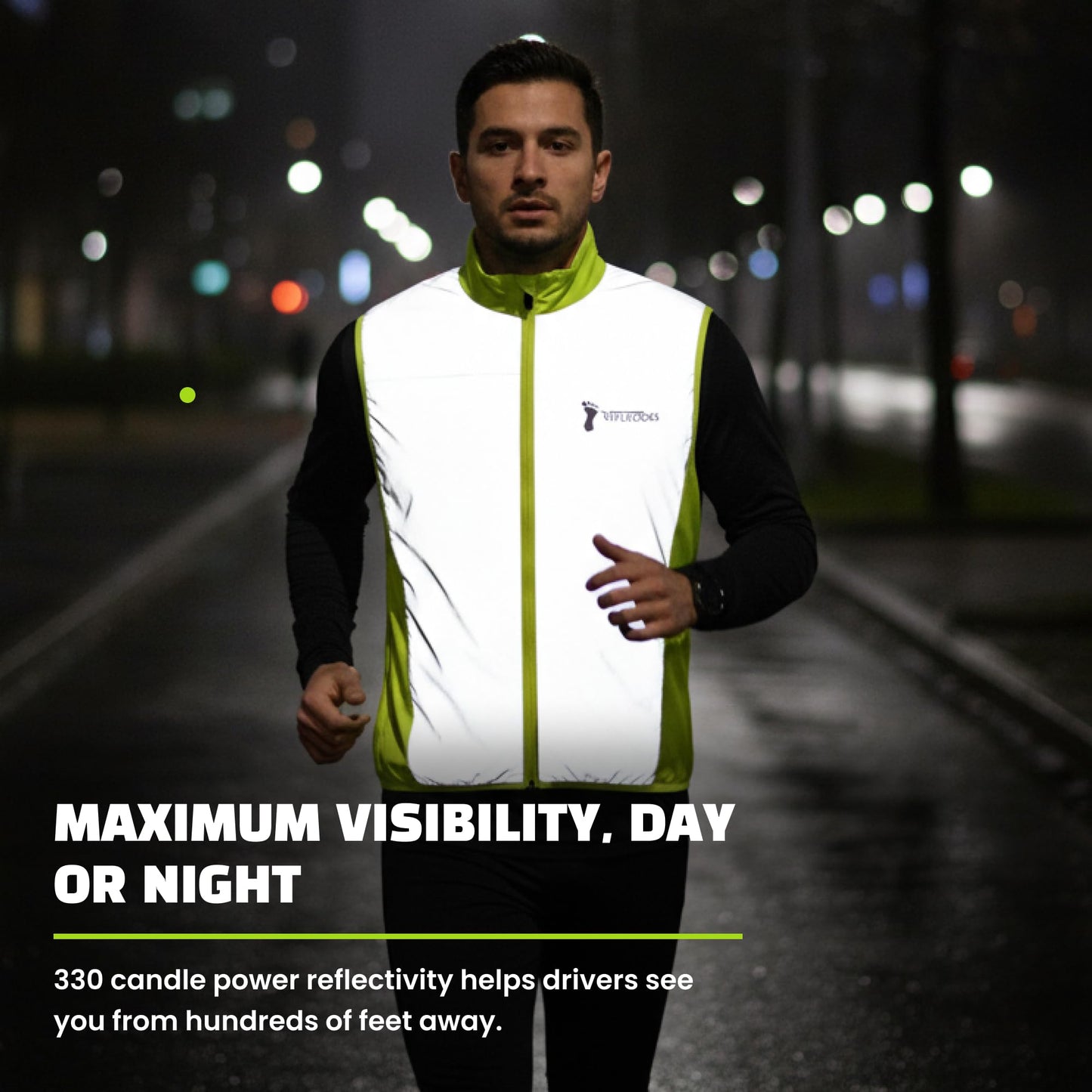 ReflecToes Reflective Safety Vest for Night Visibility – Hi Vis Running & Cycling Gilet – Lightweight, Breathable Outer Layer (Lightweight, X-Large)
