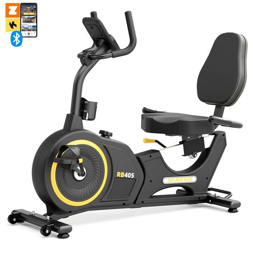 VANSWE Recumbent Exercise Bike, Recumbent Stationary Bikes for Home 400 LBS Weight Capacity, Exercise Bike for Home Seniors with Smart App and Bluetooth Connectivity, LED Display, Pulse Handle (Yellow/Black)