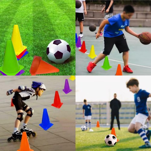 LCPQMZGH 12Pcs Plastic Traffic Cones Mini Sport Cones for Basketball Football Drills, Indoor Outdoor Games Activity Festive Events - 7 Inch Red Plastic Cones