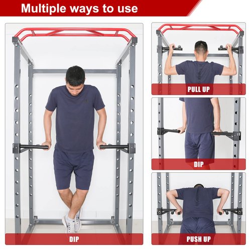 SYL Fitness Dip Bar Attachments for 2" x 2" or 3" x 3" Power Rack - Narrow & Wide Dips Double Handles (Patent Pending) (For 2" x 2" Rack)