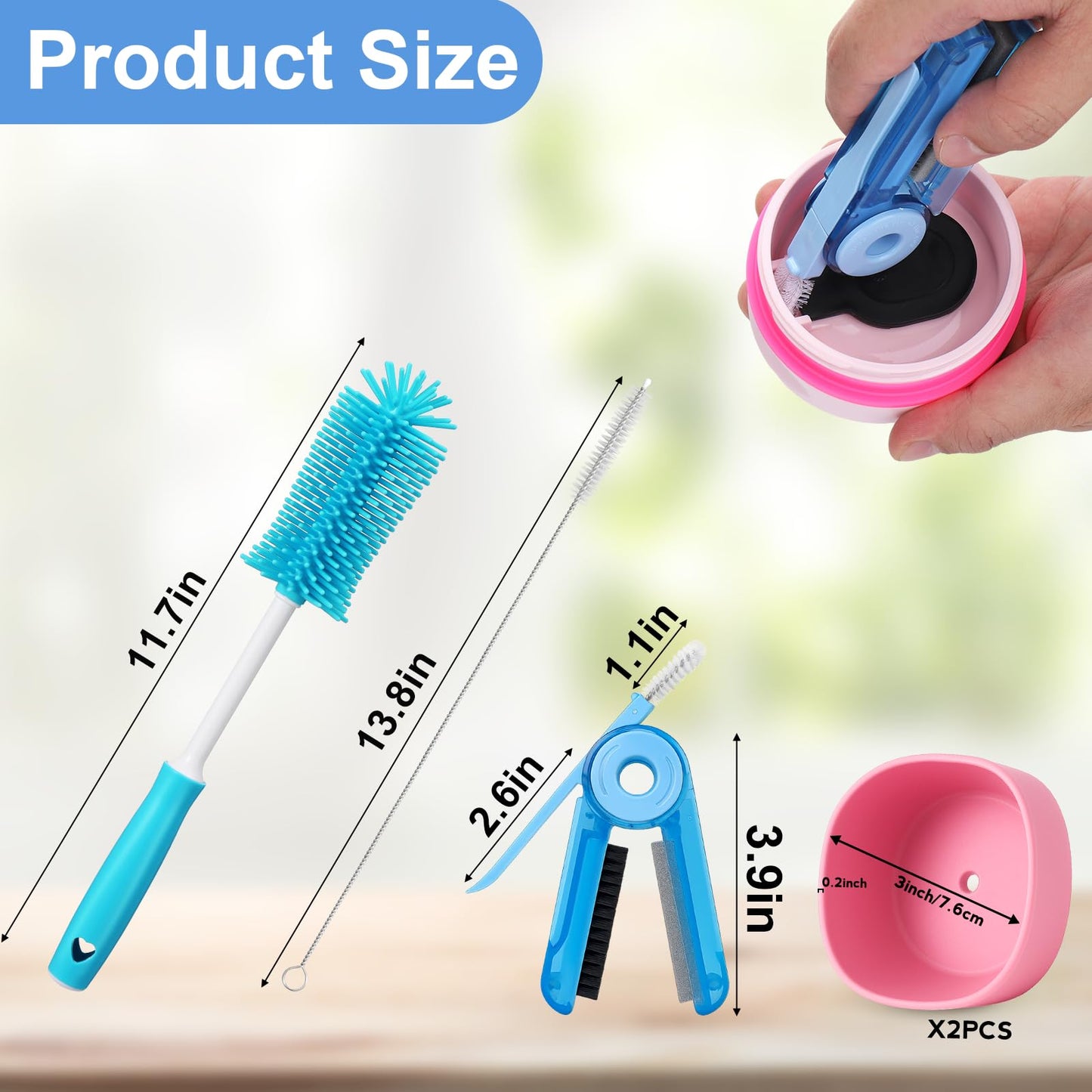 XANGNIER 5 Pcs Water Bottle Cleaner Brush Set for Owala Smooth Sip Slider Coffee Tumbler 12oz& 20oz,Silicone Boot Protector,Multifunctional Bottle Brush and Straw Cleaner Brush