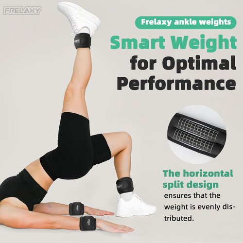 Frelaxy Ankle Weights Sets for Women Men Kids 1lb 2lb 3lb Pairs with Adjustable Straps, Strength weighted for Physical Therapy Running Walking Fitness Gym Workout (Black/White, 2 lbs x 2)
