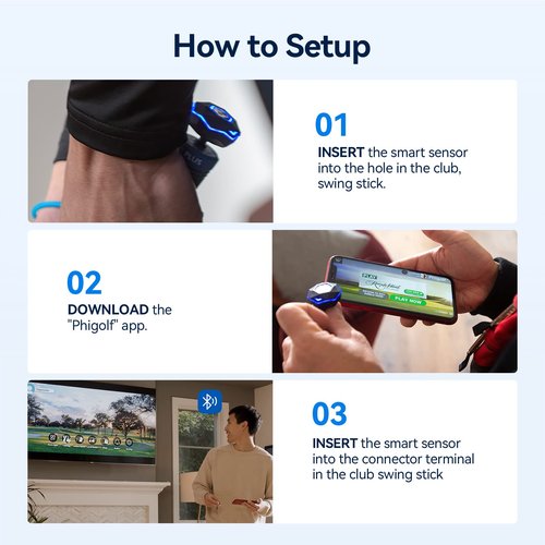 PHIGOLF Phigolf2 Golf Simulator with Swing Stick for Indoor & Outdoor Use, Golf Swing Trainer with Upgraded Motion Sensor & 3D Swing Analysis, Compatible E6 Connect APP, Works with Smartdevices