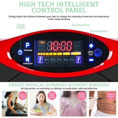 Vibration Plate Exercise Machine, Mini Vibrating Platform, Platform Exercise Machine with Resistant Band, Home Training Equipment for Lymphatic Drainage, Burn Calories, Helps Alleviate Back