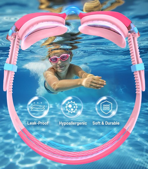 HIGAHY Swim Goggles for Kids 6-14, Anti-Fog UV Protection Clear Swimming Goggles, Leakproof Pool Swim Goggles for Boys Girls