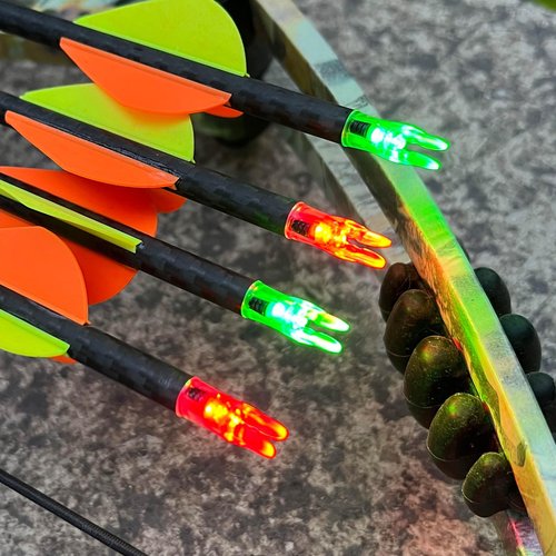 Linpeng 6PCS G Lighted Nocks for Arrows .165 .204 .233 .244 .246 with ON/Off Switch with H, S, GT Bushings LED Arrow Nocks (Green)