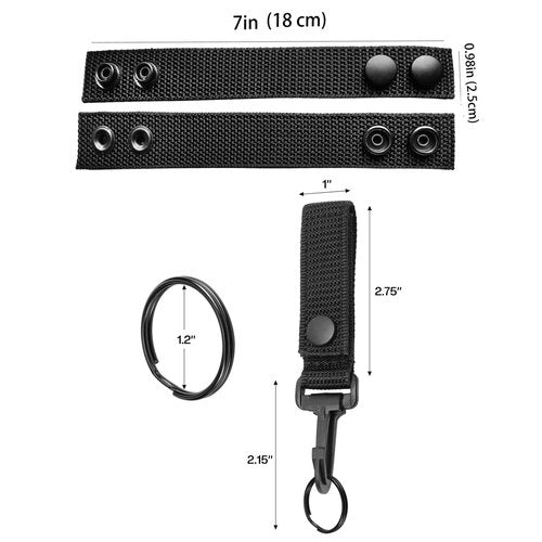 6Pcs Nylon Duty Belt Keepers for Duty Belt, Tactical Belt Loop Clip Molle Key Holder With Double Snaps - Police Security Law Enforcement Accessories