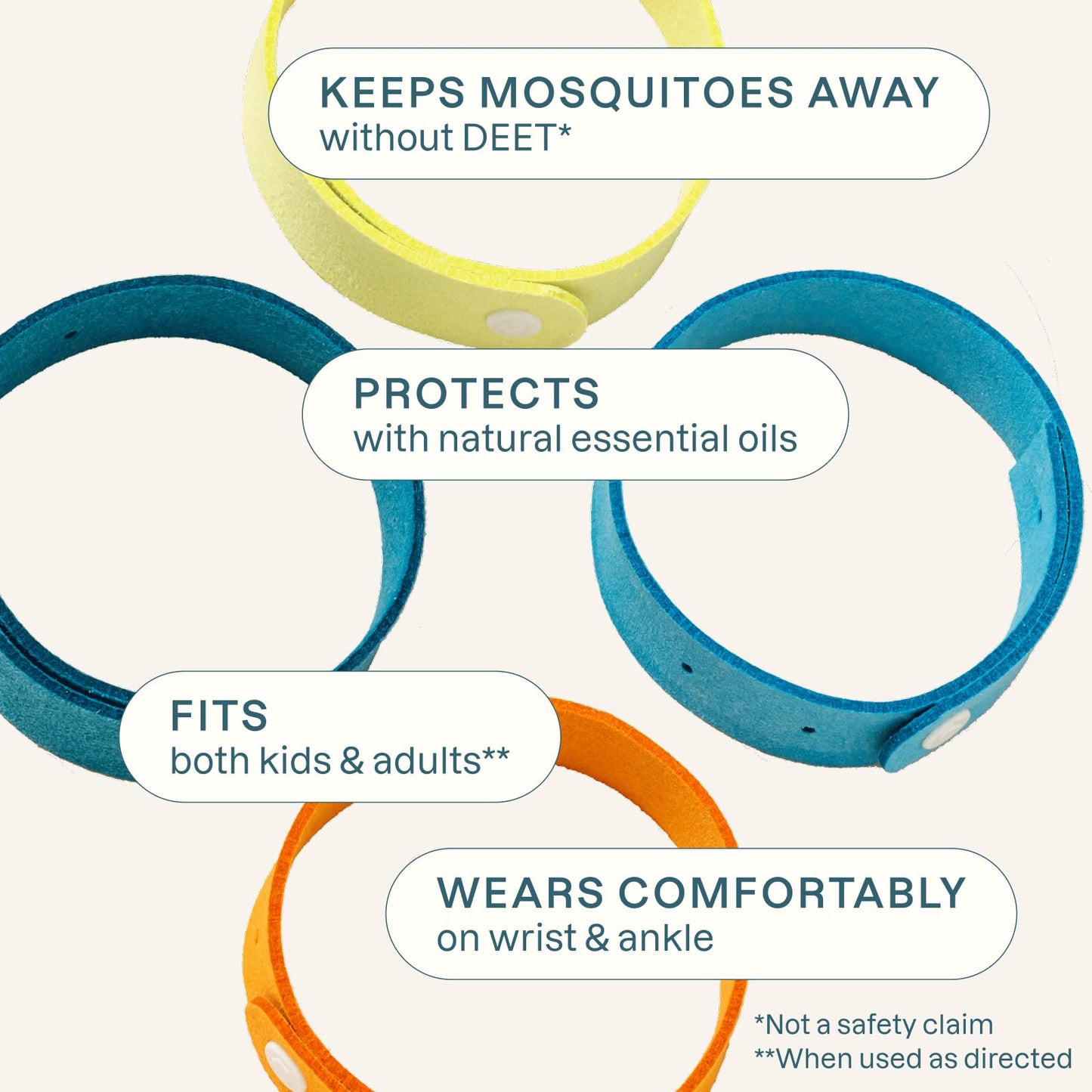 Cliganic Mosquito Repellent Microfiber Bracelets (20 Pack) - for Adults and Kids, DEET Free Wristbands