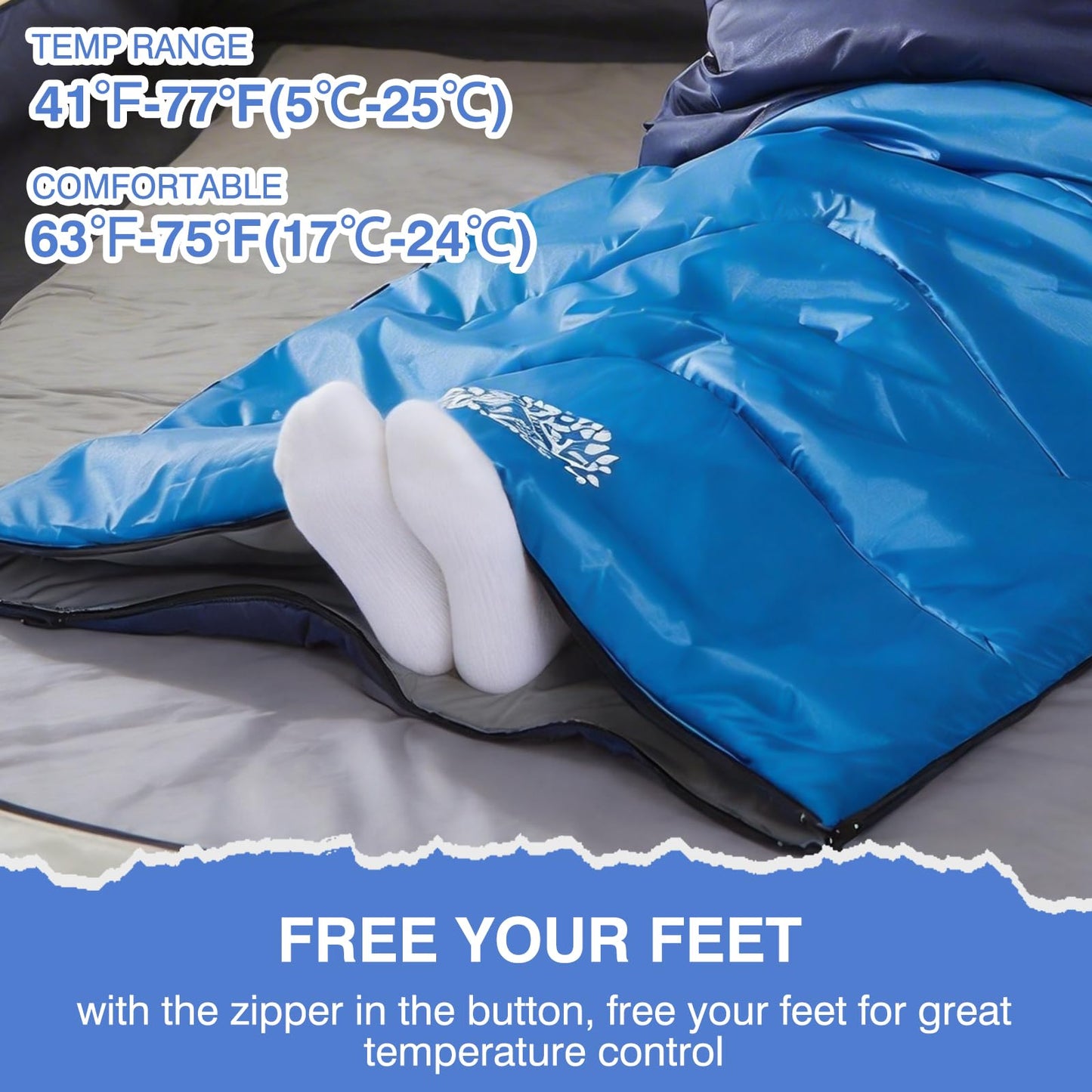 Flantree Sleeping Bags for Adults & Kids for Camping Hiking Trips Warm Cool Weather, Lightweight and Waterproof with Compression Bag, 3-4 Season Indoors Outdoors Activities