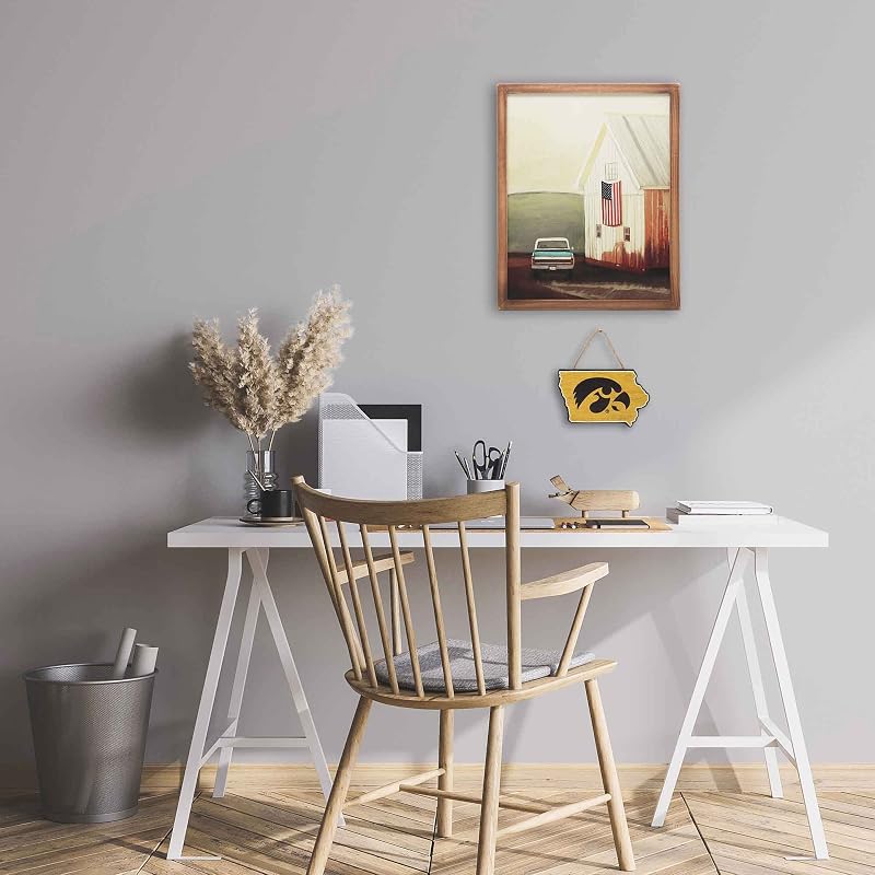 University of Iowa Shaped Hanging Wood Wall Decor - Black/Gold