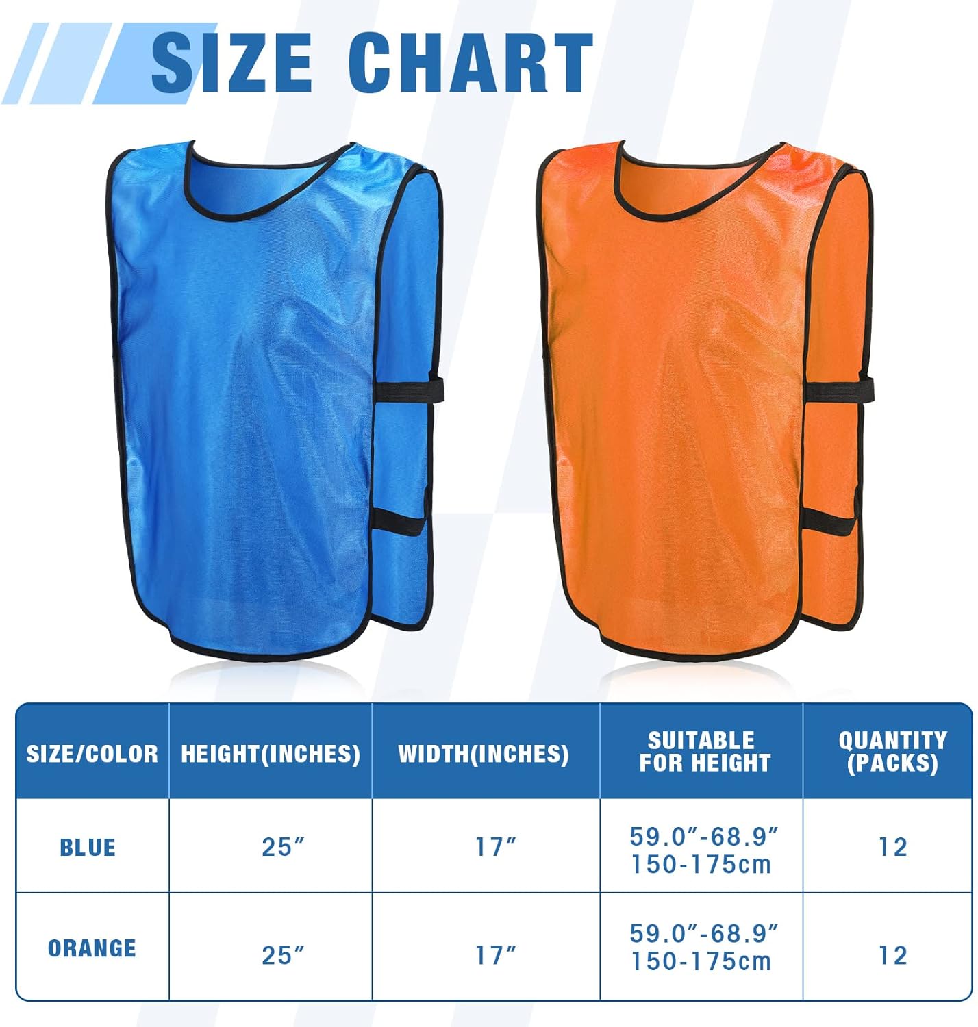 24 Pack Scrimmage Team Soccer Pinnies Vests Jerseys Mercerized Fabric Team Training Practice Vests Pinnies for Youth Adult Sports Basketball, Soccer, Football, Volleyball