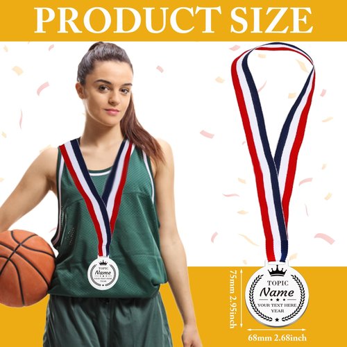 Custom Medals for Awards Personalized Award Medals with Ribbons Gold Winner Medals Bulk Recognition Medals for Sports Ceremony Graduation Corporate Event School Competition Customized Event Medal
