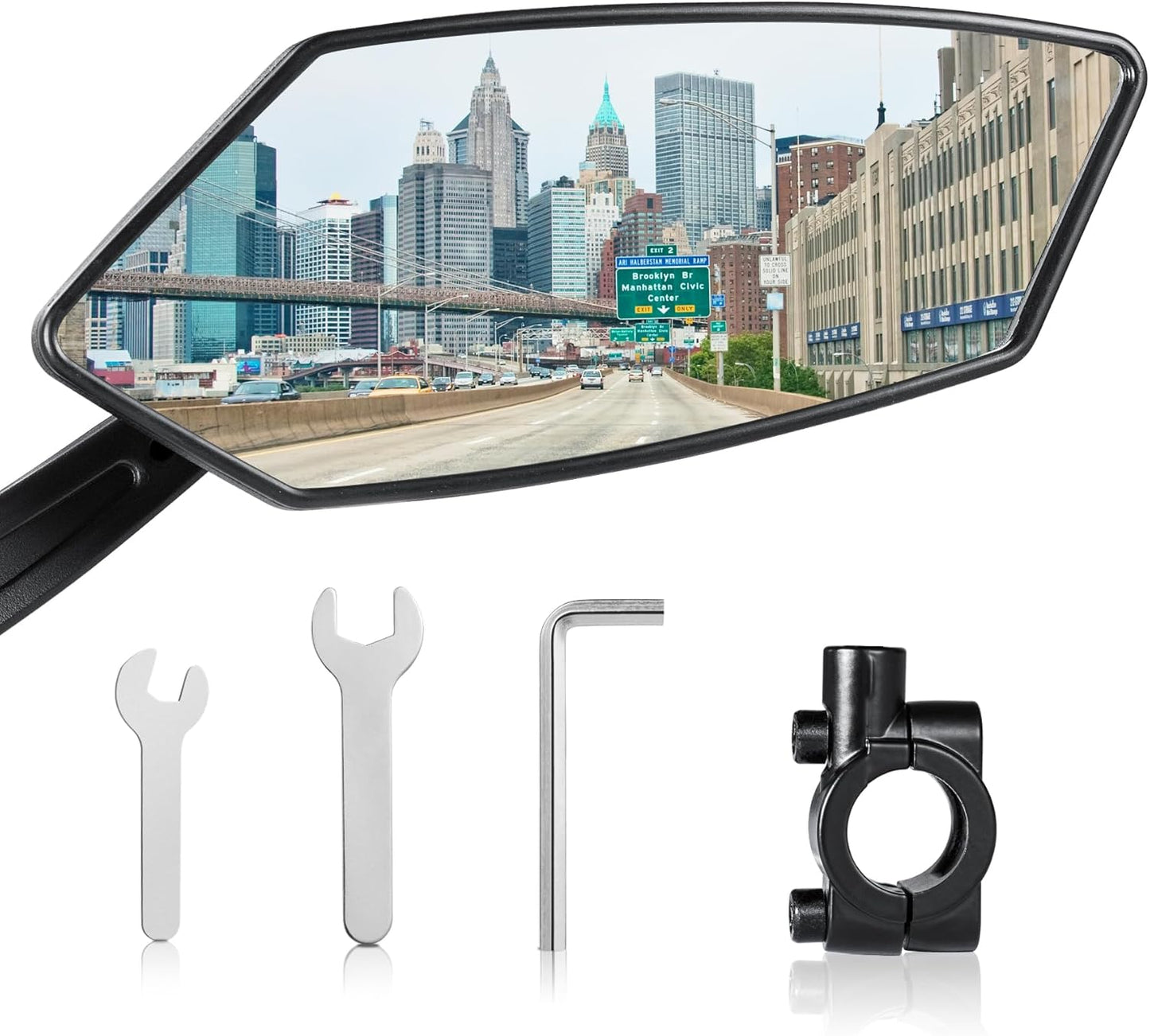 2pcs Bike Mirror Handlebar Mount 360° Adjustable, Wide Rear View Mirror Bicycle Mirrors for Handlebars with Scratch Resistant Glass, Bike Rear View Mirror for Scooter, Motorcycle, Bike Accessory